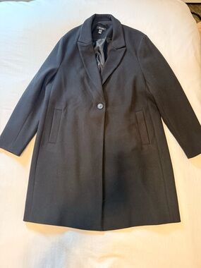 New Look Black Single-Button Wool Trench Coat